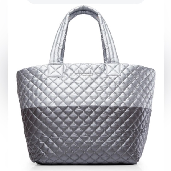 MZ Wallace Large Metro Tote Tin/Steel Metallic Travel Business Professional - Picture 14 of 16